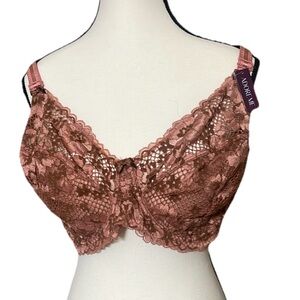 2/$24 Adore Me Bra Sz 46DD Cinthia Lace Feminine Rust/Brown Underwire